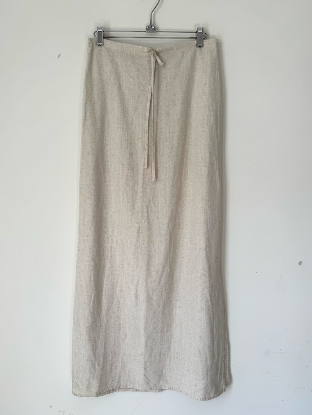 Song Of Style Linen Blend Maxi Side Slit Skirt Oatmeal Sz M - Picture 2 of 9